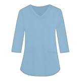 Berufsbekleidung Krankenschwester Klinik, Medizin, Praxis, Op-Kasack Wellness Oberteil Medizinische Berufskleidung Kasack Damen Whitewear Spa Arbeitskleidung Pflege Damen Kordelzug(1-Light Blue,XL)