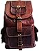 18" Genuine Leather Retro Rucksack Backpack College Bag,school Picnic Bag Travel