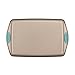 Rachael Ray Cucina Bakeware Set Includes Nonstick Bread Baking Cookie Sheet and Cake Pans, 5 Piece, Latte Brown with Agave Blue Grips