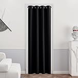 PONY DANCE Black Window Blackout Curtain with Eyelet for Living Room, Thermal Insulated Energy Saving Curtain 90 Inch Drop Extra Long Drapes for Room Darkening, 1 Panel, W46 X L90