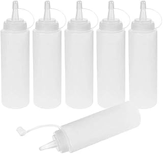 Ovtai butelka do wyciskania, 6 sztuk butelek na sosy, 250 ml szczelna i w 100% wolna od BPA butelka z tworzywa sztucznego dozownik na przyprawy do sosów, dressingów, musztardy, ketchup