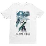 FF VII Remake Box Art Premium Unisex T-shirt | Key Art Cloud Standings in Front of Midgar | Gifts for Him, Her, FF Fans and Collectors (X-Large, White)