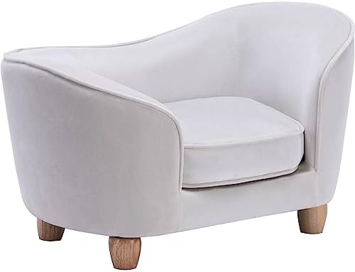 Critter Sitters 28-In. Faux-Velvet White Oval Pet Bed for Small-Sized Dogs and Cats