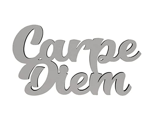 Melis Deko-Schriftzug Carpe Diem – Zuhause Schild aus Holz in weiß – 30cm