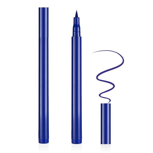 Aomig 24h-Wasserfester Eyeliner Präziser Veganer Eyeliner Flissig mit Langzeit-Halt Smudge-Proof Formel Eye-liner Sanfte Kajalstifte empfindliche Augen perfekt für Täglich Maskenbildner (Blau, 1.6g)