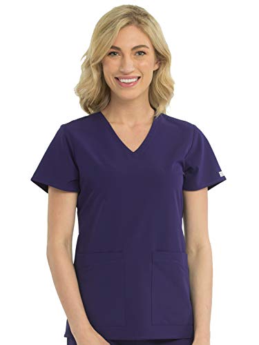 Med Couture Womens Scrubs, V-Neck 4-Ever Flex Top, Plum, Small