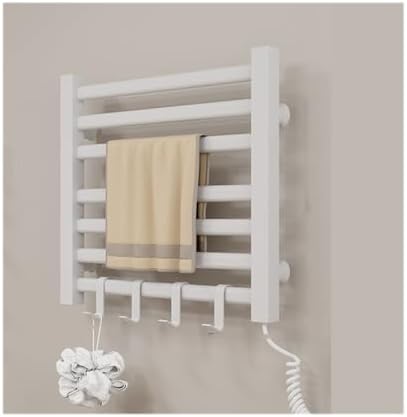 Plug-in Electric Heated Towel Rack Spa Accessories for Towels,Wall Mounted Towel Warmer Rack,Towel Dryer for Bathroom,A White,Plug in Left (Gray Plug in Right)