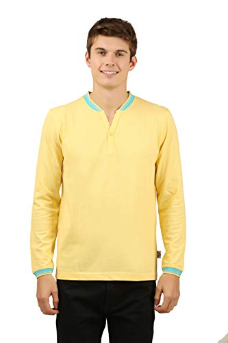 Image of Zebu Men's Full Sleeve Cotton Henley Neck Tshirt with bio wash (Pack of 1).