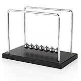 LANIAKEA Newtons Cradle Balance Balls Newtons Cradle Pendulum with 7 Balls Black Wooden Base Desk Balance Ball Office Home Desk Decoration