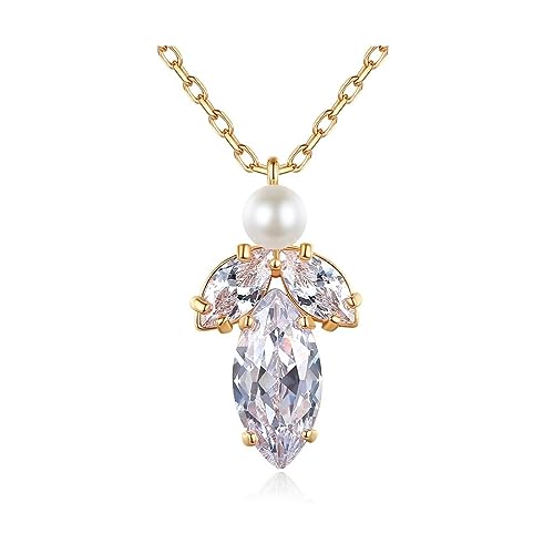 Collier pendentif feuille en cristal KELIEQA avec oxydes de zirconium clairs