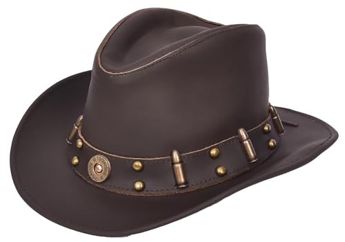 Chapeau de cowboy en cuir pour vos festivals et randonnées équestres modèle HLG345