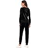 Womens 2 Piece Sportswear Long Sleeve Full-Zip Jacket Cozy Jogger Pants Velour Activewear Black L