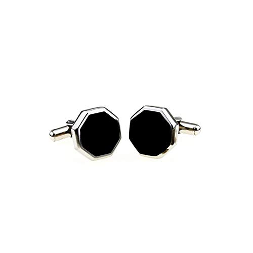 Daesar Mancuernillas para Hombre Enamel Octágono Negro miniatura 3