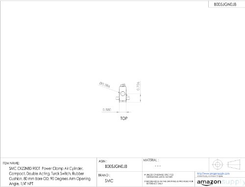 Smc Ckz2N80-90Dt Power Clamp Air Cylinder, Compact, Double Acting, Turck Switch, Rubber Cushion, 80 Mm Bore Od, 90 Degrees Arm Opening Angle, 1/4" Npt #TOP1
