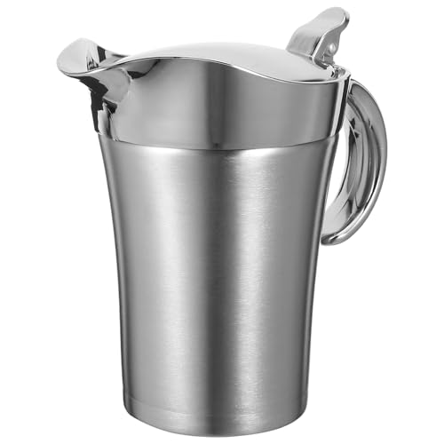 GRIRIW Stainless Steel Thermal Gravy Boat Double-Walled Insulated Sauce Jug with Ergonomic Spout for Smooth Pouring Heat Retention and Versatile Use in Home and Restaurant