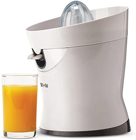 Tribest CitriStar CS-1000 Citrus Juicer, Electric Juicer for Oranges and Lemons with Stainless Steel Strainer and Spout White