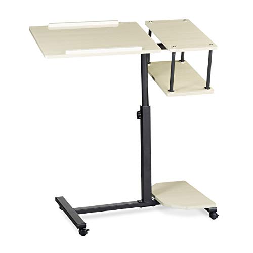 Table ordinateur portable hauteur réglable bois support laptop roulettes - 4