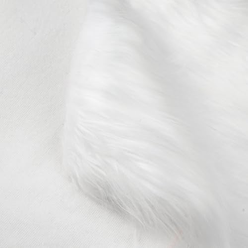 Qidkeo White Faux Fur Fabric for Crafts Squares Furry Fabric for Sewing, Costumes, Upholstery & Pillows Long Pile Faux Fur(White,20"x20") by Qidkeo - Image 5