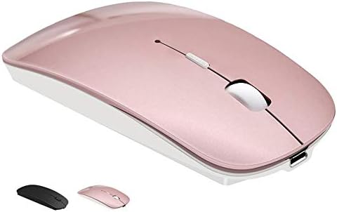 Bluetooth Wireless Mouse for MacBook Air Mac Pro Laptop Computer iPad Pad PC Laser Optical Rechargeable Mini Slim Silent Mouse Widely Used Desktop Hp iMac (Rose Gold)