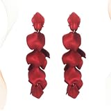 DOITOOL Pendientes de Acrílico Rojo Diseño de Pétalos Naturales, Ligeros y Delicados para Mujer y Niña en Estilo Moderno y Elegante