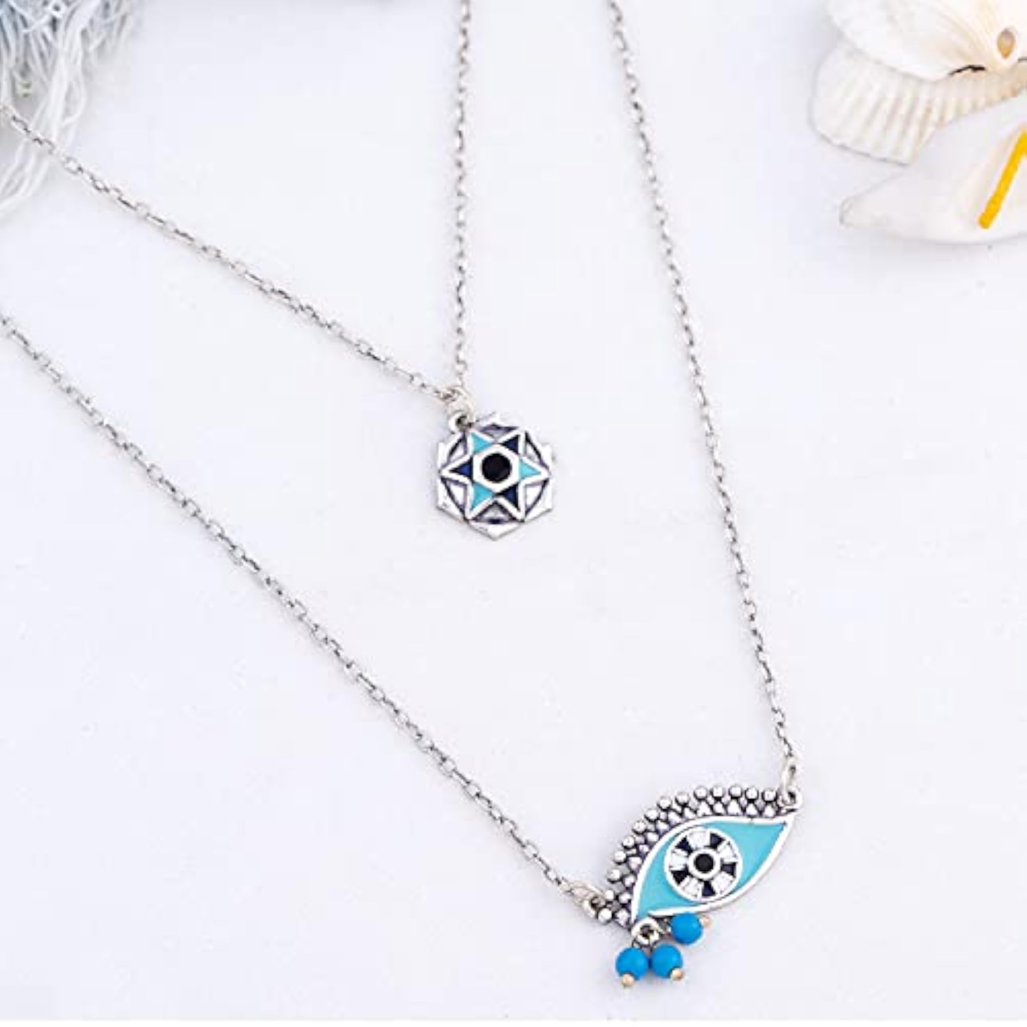 Evil Eyes Tribal Necklace Protection Amulet