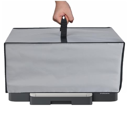 Heavy Duty Fabric Water-proof UV-Resistant Dust Cover for HP OfficeJet 8015e Wireless Color All-in-One Printer/Pro 8135e/Pro 9125e/Pro 8139e/HP ENVY Inspire 7958e Printer (Silver)