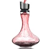 Wlasss Hand Blown Wine Decanter with Aerator, 1300ml/44oz Red Wine Decanter, Crystal Wine Carafe with Stainless Steel Pour Lid and Filter, Elegant Design Easy Pour, Wine Aerator Wine Gifts for Women