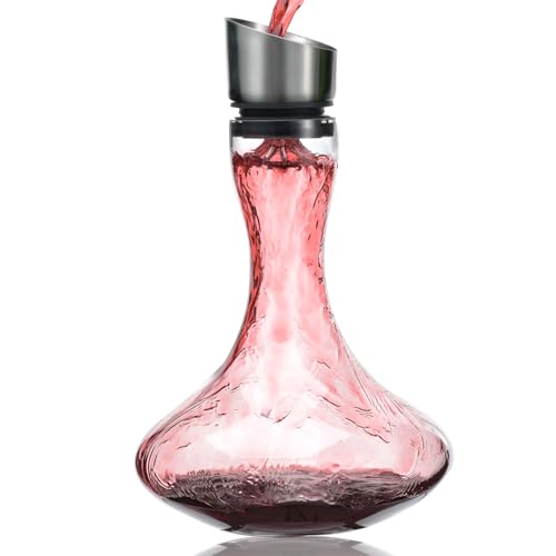 Wlasss Hand Blown Wine Decanter 1300ml with Aerator & Lid