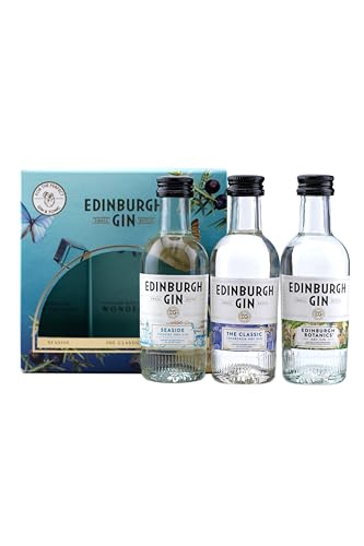 Edinburgh Gin London Dry Gift Pack | 3 x 5cl | 43% ABV | The Classic, Seaside and Botanics Gin Collection | Beautifully Presented Tasting Pack of London Dry Gins | Perfect for Gifting