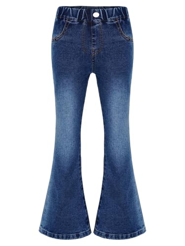 DINORMIN Girls Washed Denim Pants Skinny Flared Jeans Bell-Bottoms Long Pants Casual Tousers2
