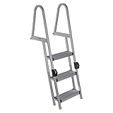 Extreme Max 3005.5284 Heavy-Duty Aluminum Pontoon & Dock Ladder with 15.75' Wide Fold-Up Steps - 3-Step, 300 lbs. Weight Capacity