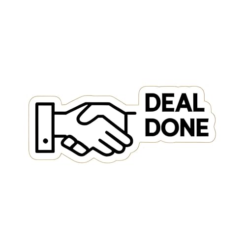 2 Decals 2 inches and 3 inches Deal Done - Aesthetic Vinyl Sticker – Waterproof Quote Decal Sticker for Laptop, Water Bottle, Car, Journal, Scrapbook, Phone – Durable Sticker for Teens, Adults, Kids