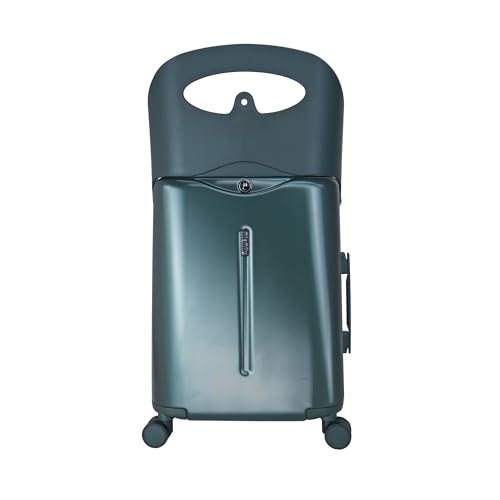 MiaMily Kids Ride-On Carry-On Suitcase with Foldable Seat Safety Belt TSA Lock 4 Double Spinner Wheels Hard Shell Cabin Luggage 43L Forest Green