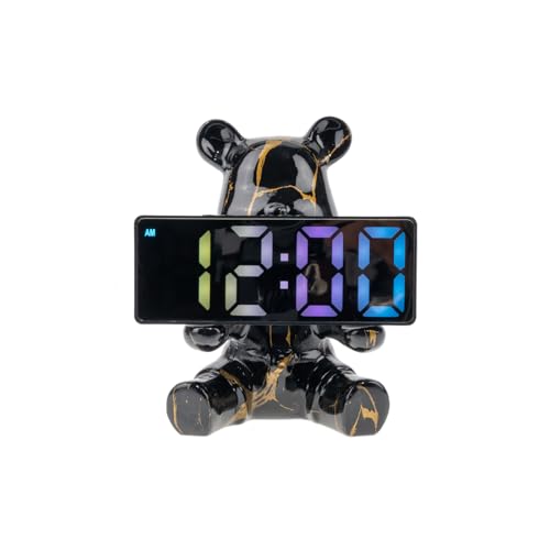 Estatua de Oso con Reloj Digital y Bandeja para Decoración
