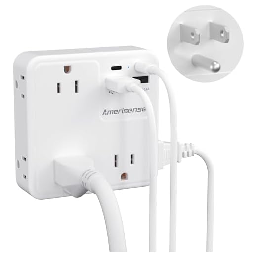 Multi Plug Outlet Extender with USB, Amerisense 2100J Wall Charger with 6 AC Outlets & 4 USB Ports (2 Type-C & 2 Type A Ports), Surge Protector Multiple Outlets for Home, Kitchen, Office, White