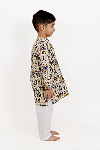 Image of Baby Boys Ethnic Wear | Handloom Cotton Kurta Pajama Set for Festivals | Comfortable & Stylish Traditional Kids Kurta Pyjama Set