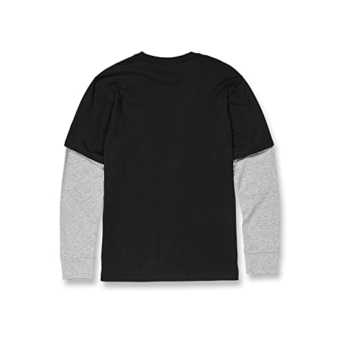 Volcom Boys' Big Double Take Twofer Long Sleeve Shirt, Black, Medium #TOP2