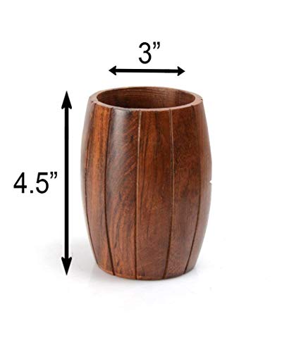 Image of Craftland Handmade Wooden (sheesham) Barrel Shaped Cutlery Holder /Spoon Holder /Multipurpose Stand (Set of 2)