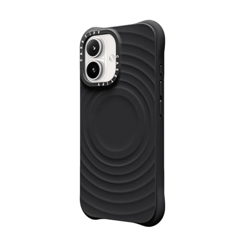 Coque silicone iPhone 16 Plus CASETiFY Ripple noire compatible MagSafe protection antichoc
