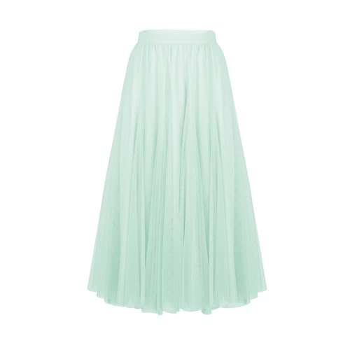 Beessbest Maxi Skirts for Women Smocked Elastic High Waisted Skirt Casual Boho Skirt Swing Pleated Long Skirts with Pockets Mint Green
