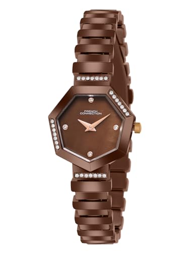 Image of French Connection Mop Brown Hexagonal Dial with Brown Stainless Steel Strap Watch for Womens - FCN0139BRGM