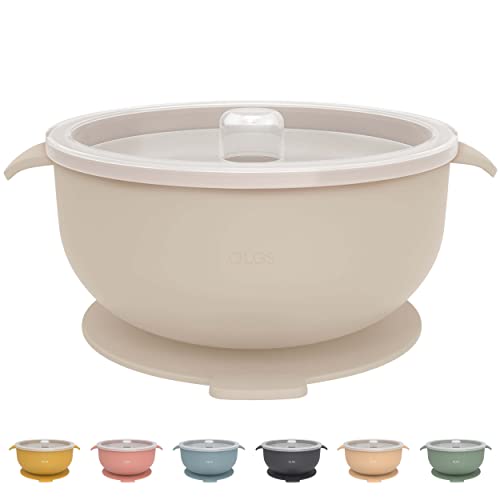 Olgs Silikon Schüssel mit Deckel & Saugnapf für Baby und Kinder | Breischale rutschfest Grau, Beige | Kindergeschirr Silikonschüssel für Junge/Mädchen | BPA-frei, Spülmaschinenfest (Greige) Olgs Silikon Schüssel mit Deckel & Saugnapf für Baby und Kinder | Breischale rutschfest Grau, Beige | Kindergeschirr Silikonschüssel für Junge/Mädchen | BPA-frei, Spülmaschinenfest (Greige)