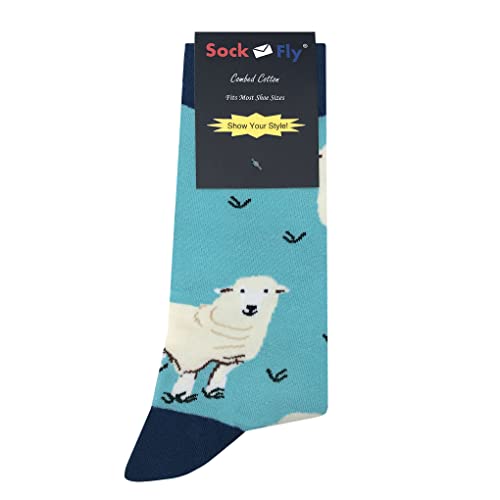 Sheep Dress Socks Funny Novelty Crazy Fun Design Men Size 8-12 Cotton Casual Crew Colorful Funky Fancy Socks Gift for Men4