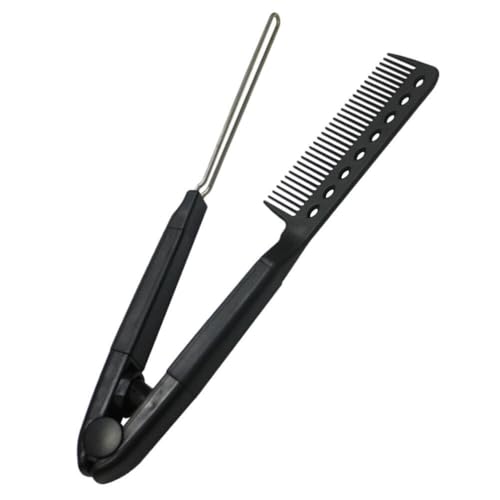 minkissy V-Shaped Straightening Hair Comb Straightening Brush Comb Flat Iron Comb for Salon Home Use