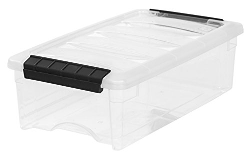 IRIS USA IRiS TB-35 Pull Stack Box with Handle Lidded home storage bin, 5 Quart, Clear/Black Buckle (100275)