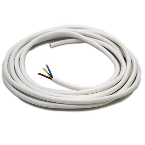 5 metres of 1.5mm 3 core Flex White 250v upto 16a