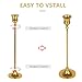 Gold Candlestick Holder Set - Brass Candlestick Holders with 3 Flameless Taper Candles, Gold Candle Stick Holders for Elegant Decor - Gold Taper Candle Holder for Weddings, Parties, and Home