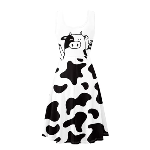 Image of Women's Casual Loose Sundress Midi Sleeveless Crewneck Dress Summer Beach Tank Dress with Pockets
