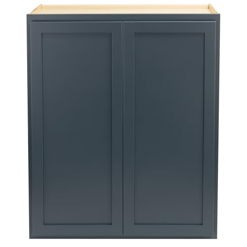 Quicklock RTA (Ready-to-Assemble) 42\" Tall Wall Kitchen Cabinets - Shaker Style | 100% Hardwood | Made in America | Soft Close Hardware (Needlepoint Navy, 12\'\'D x 30\'\'W x 42\'\'H) - Thumbnail 3