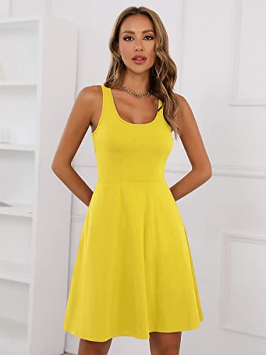 Missufe Women's Sleeveless Racerback Flared Casual Plain Tank Dress4